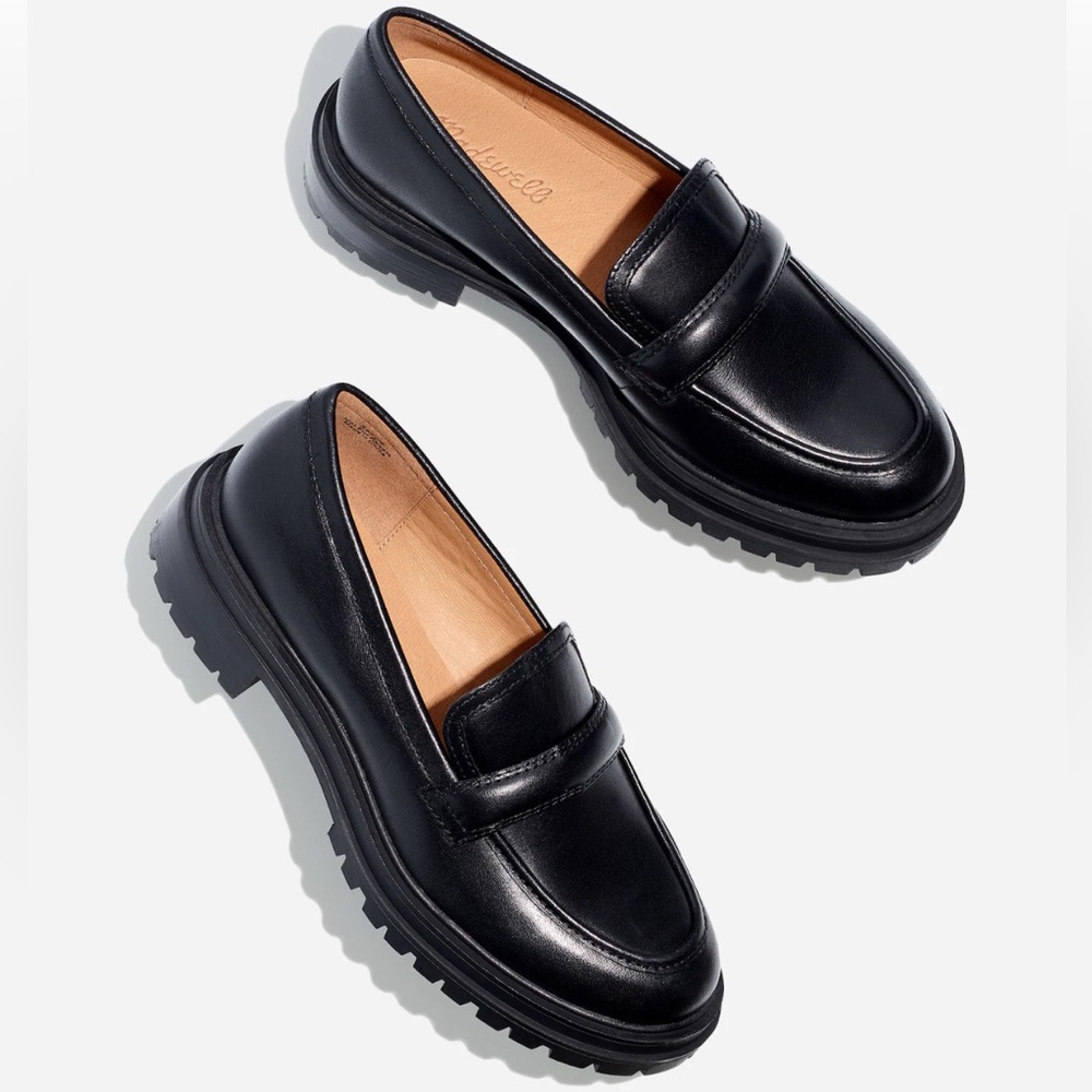 Classic Black Leather Lug-Sole Loafers for Women - Picture 3 of 12